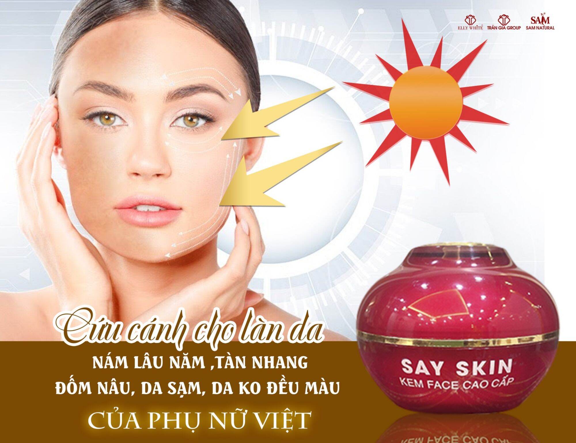 Kem face say trắng da,mờ thâm nám tàn nhang.chống nắng 45++, elly white tặng nước thần mini 5ml