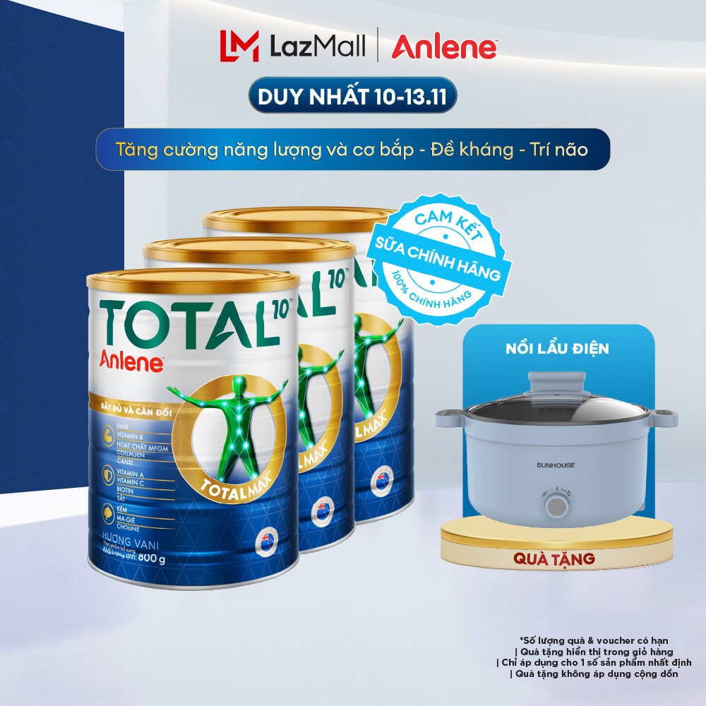 [Voucher giảm đến 16%][FREESHIP 0Đ TOÀN QUỐC] Combo 3 Sữa Bột Bổ Sung Dinh Dưỡng Anlene Total 10 Lon