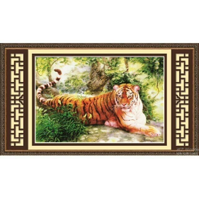 Tranh thêu chữ thập mãnh hổ 53528/ 87x61cm/ chưa thêu