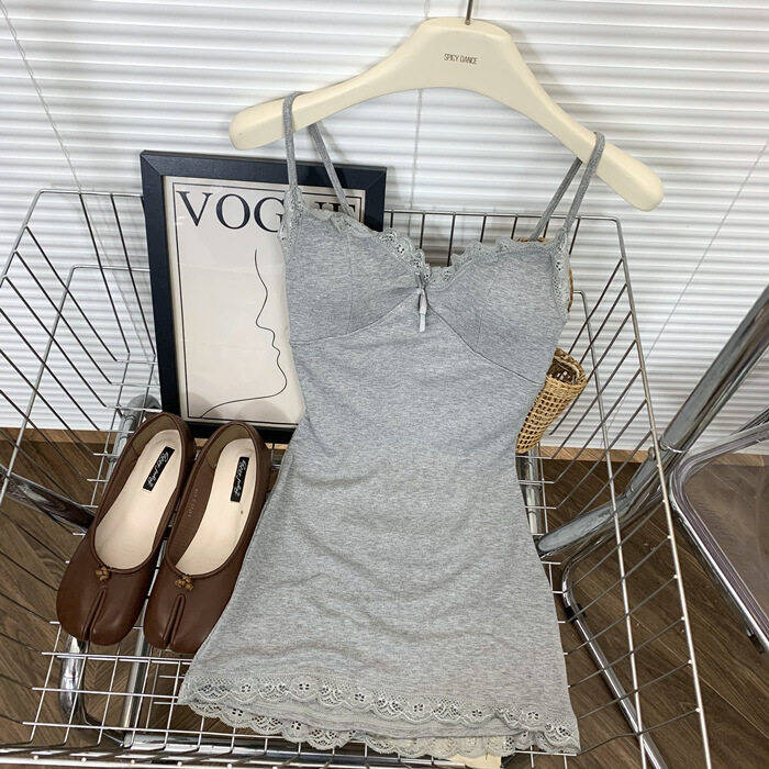 Váy Ngắn Bó Sát Cổ Chữ V Mờ Lông Vũ Cho Nữ Mùa Thu Váy Ngắn Bó Sát Có Đệm Ngực Pure Desire Váy Bó Sá