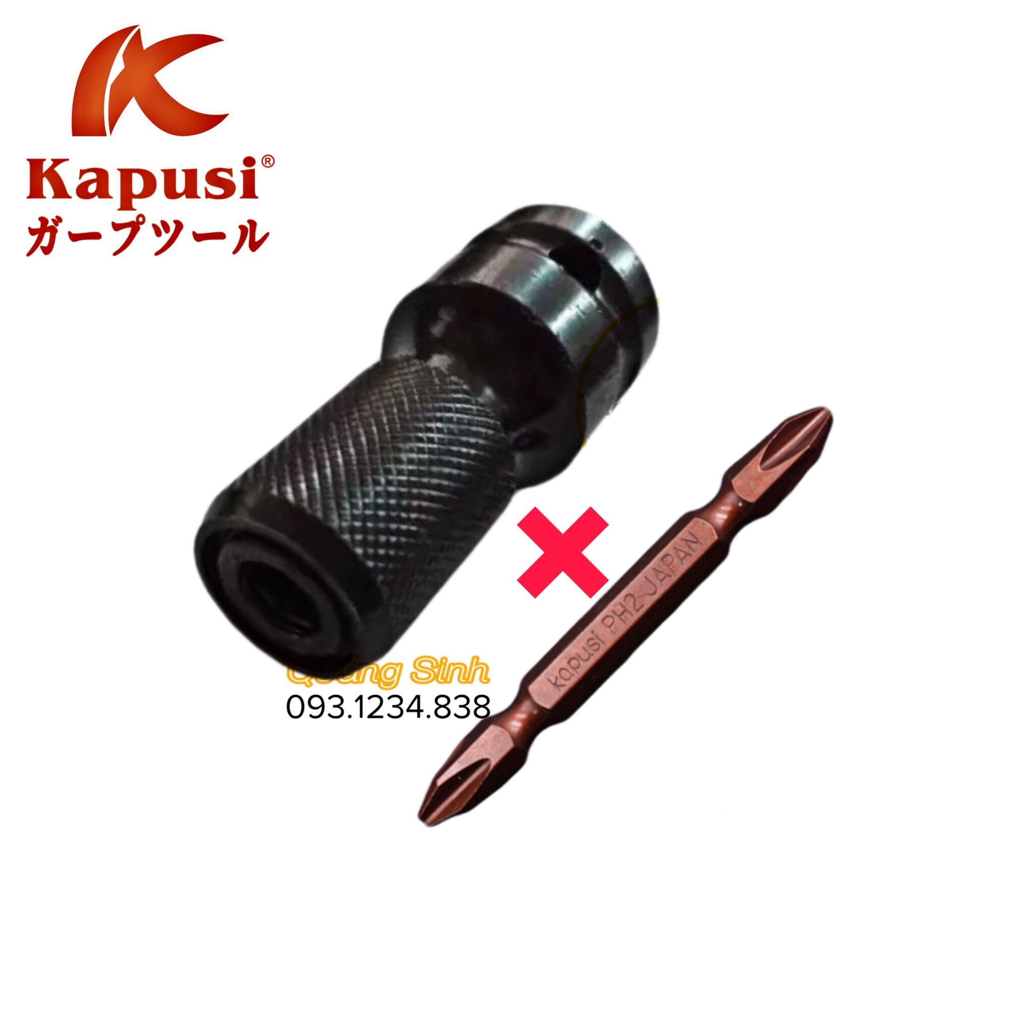 Đầu chuyển bu lông, khẩu sang bắn vít chuôi lục giác 6.35mm đầu dài ''Tặng mũi vít 2 đầu Kapusi''