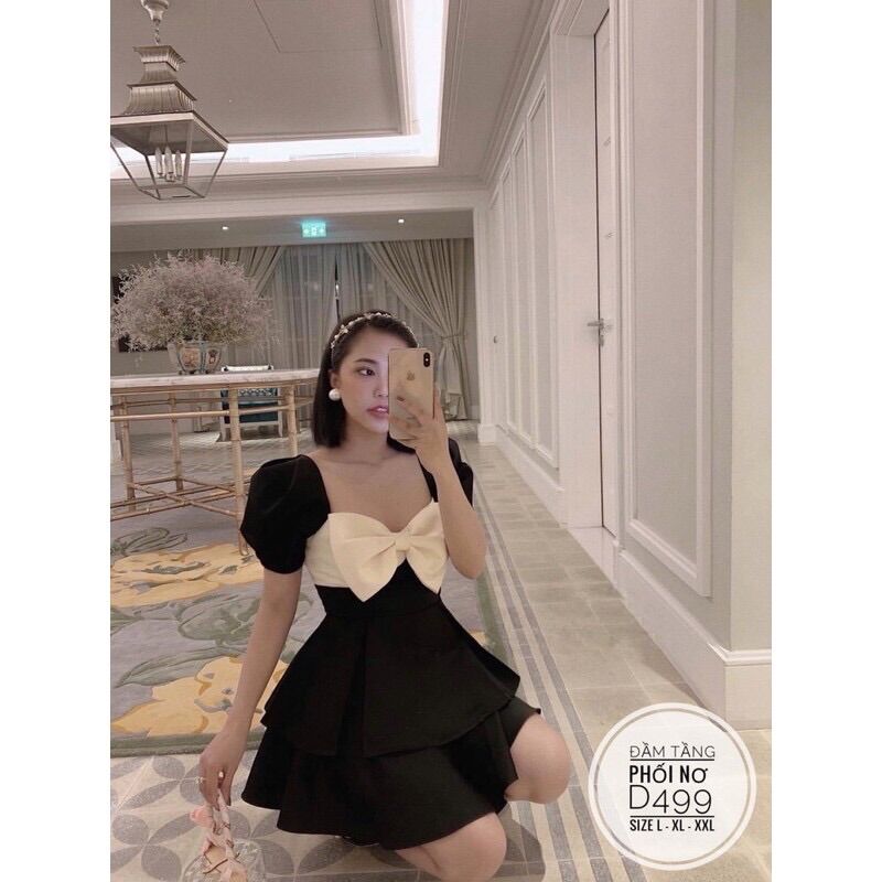 [Shop bigsize nữ 60kg-90kg] Set tiểu thư phối nơ sang chảnh