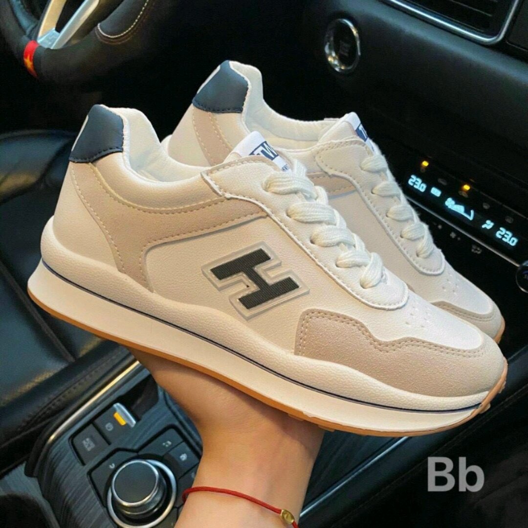 Giày Thể Thao Nữ Chữ H Basic Da Cao Cấp Đế Cao nhẹ Êm Chân
