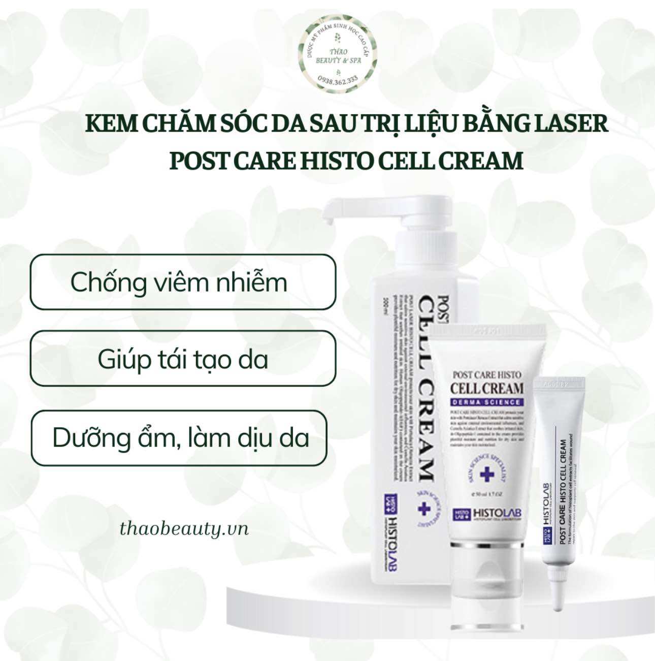 CELL CREAM Kem Dưỡng Phục Hồi - Cấp Ẩm histolab - dành cho mọi loại da: dầu mụn, khô, treatment, peel, lazer…
