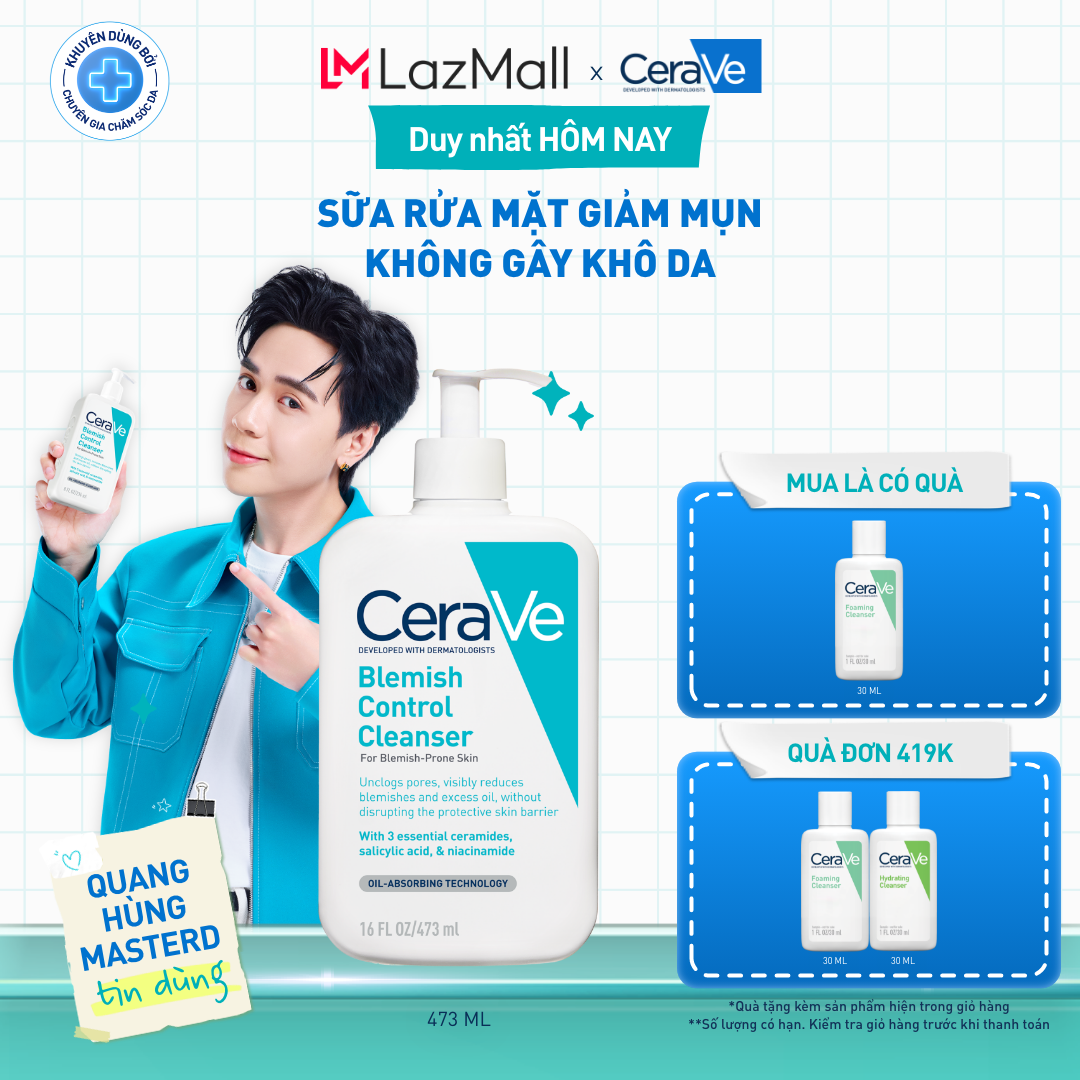 Sữa rửa mặt giảm mụn CeraVe Blemish Control Cleanser 473ml