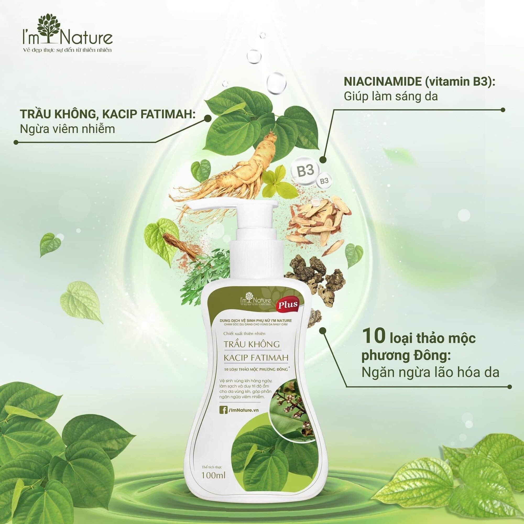 Dung dịch vệ sinh phụ nữ trầu không I’m Nature Plus