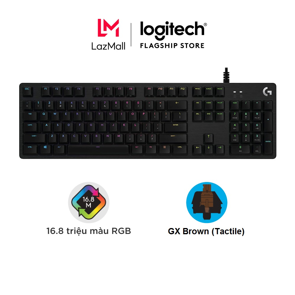 [Voucher 12% Max 300K] Bàn phím game cơ học Logitech G512 - RGB Lightsync, 3 loại GX Switch, vật liệu cải tiến, cổng USB 2.0