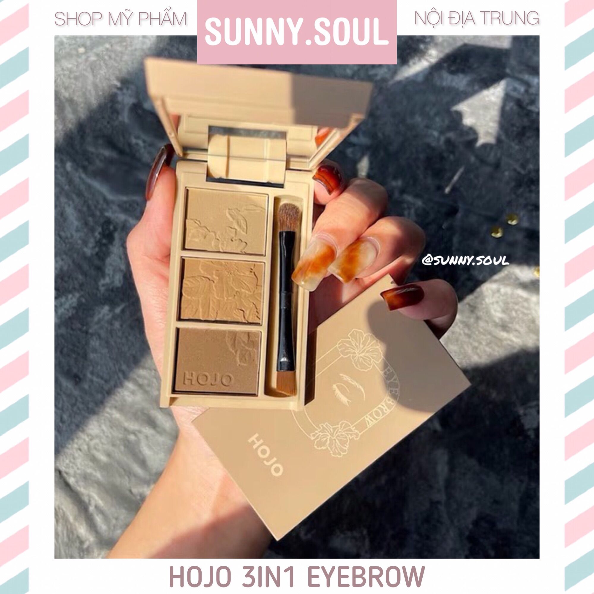 Bột tán vẽ chân mày hojo eyebrow 3 trong 1 kháng nước lâu trôi