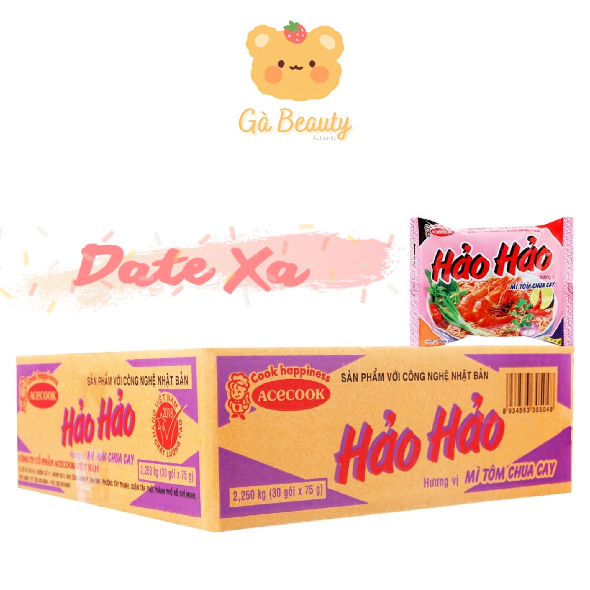 Thùng mì hảo hảo tôm chua cay 30 gói x 75g