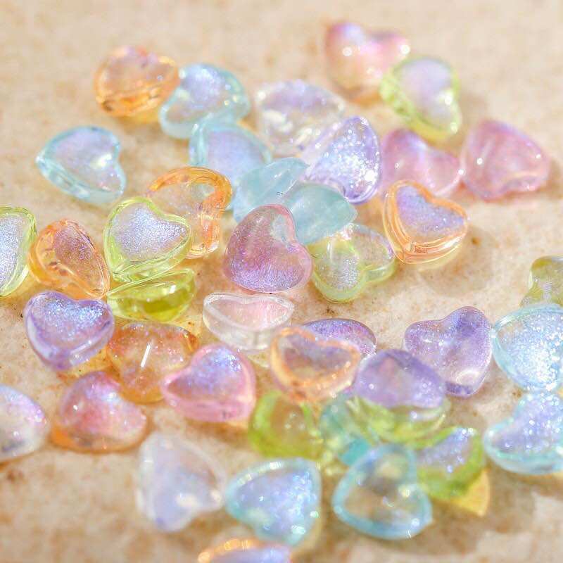 CHARM TRÁI TIM MIX NHIỀU MÀU GẮN NAIL ( SET 10 CÁI )