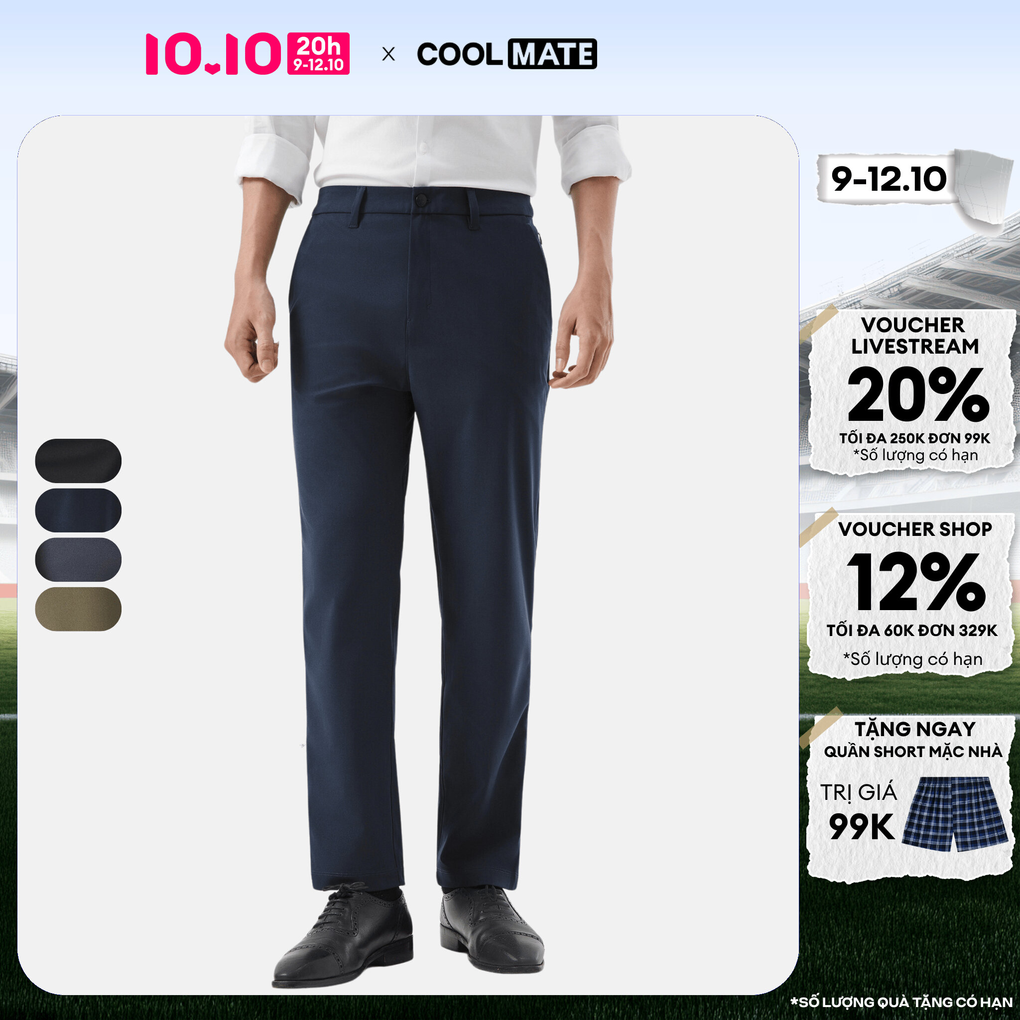 [CHỈ 20H 9-12.10 TẶNG QUẦN SHORT]Quần dài nam ECC Warp pants dáng Taper co giãn tốt, chống nhăn - Coolmate