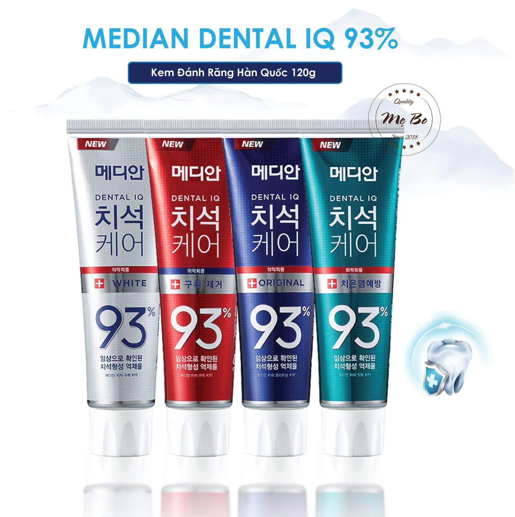 Kem đánh răng trắng răng median dental iq 93% hàn quốc 120g