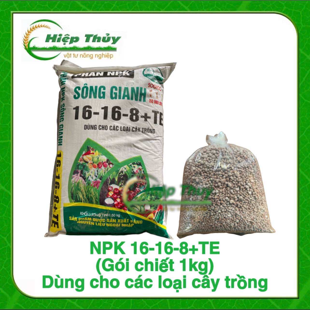PHÂN ĐA LƯỢNG NPK 16-16-8+TE SÔNG GIANH (1KG) Cung cấp các dưỡng chất cần thiết cho các loại cây trồng