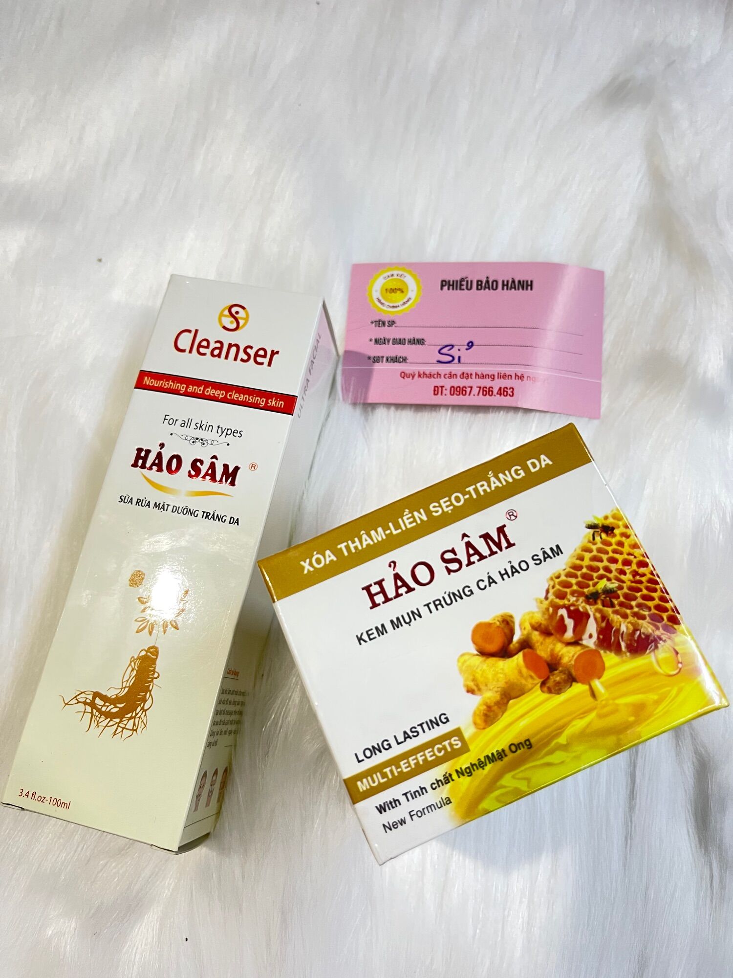 Combo kem hảo sâm mụn, thâm 12g + sữa rửa mặt 100ml