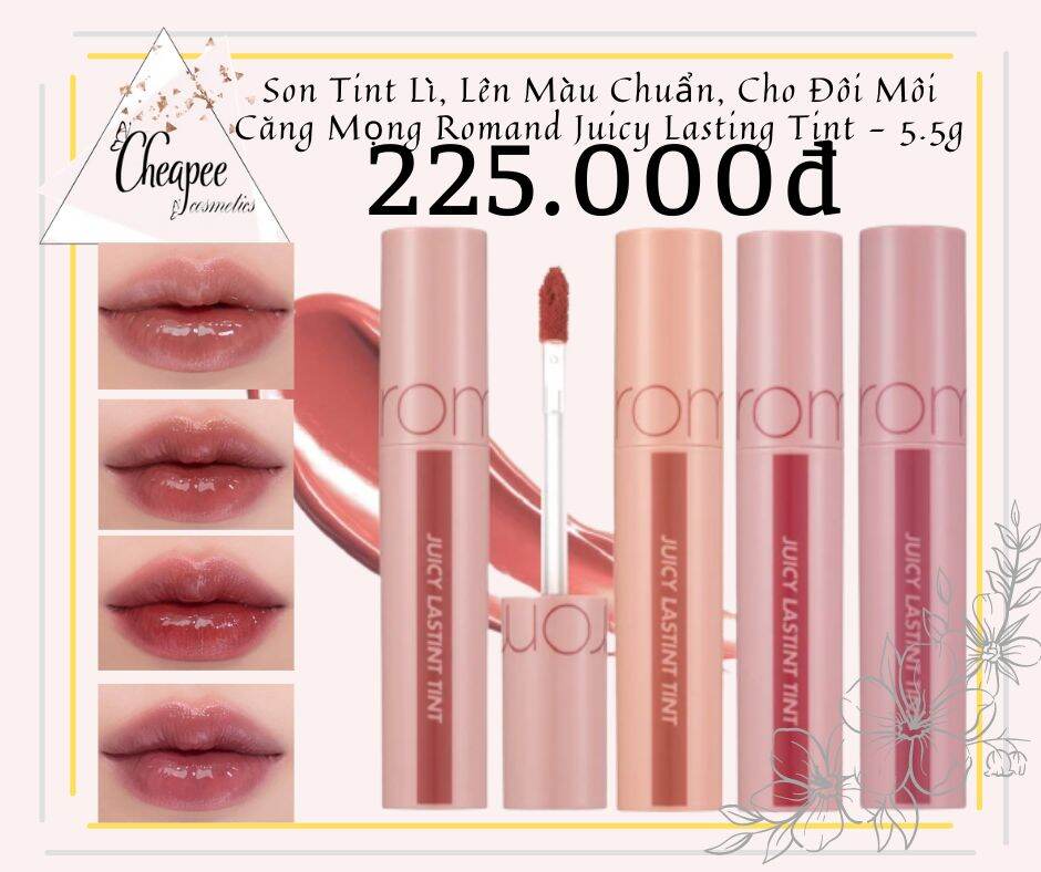 Son Tint Lì Romand Tone Peeling Angdoo Hồng Cherry (24) Juicy Lasting Tint Lên Màu Siêu Chuẩn Đôi Môi Căng Mọng - 5.5G