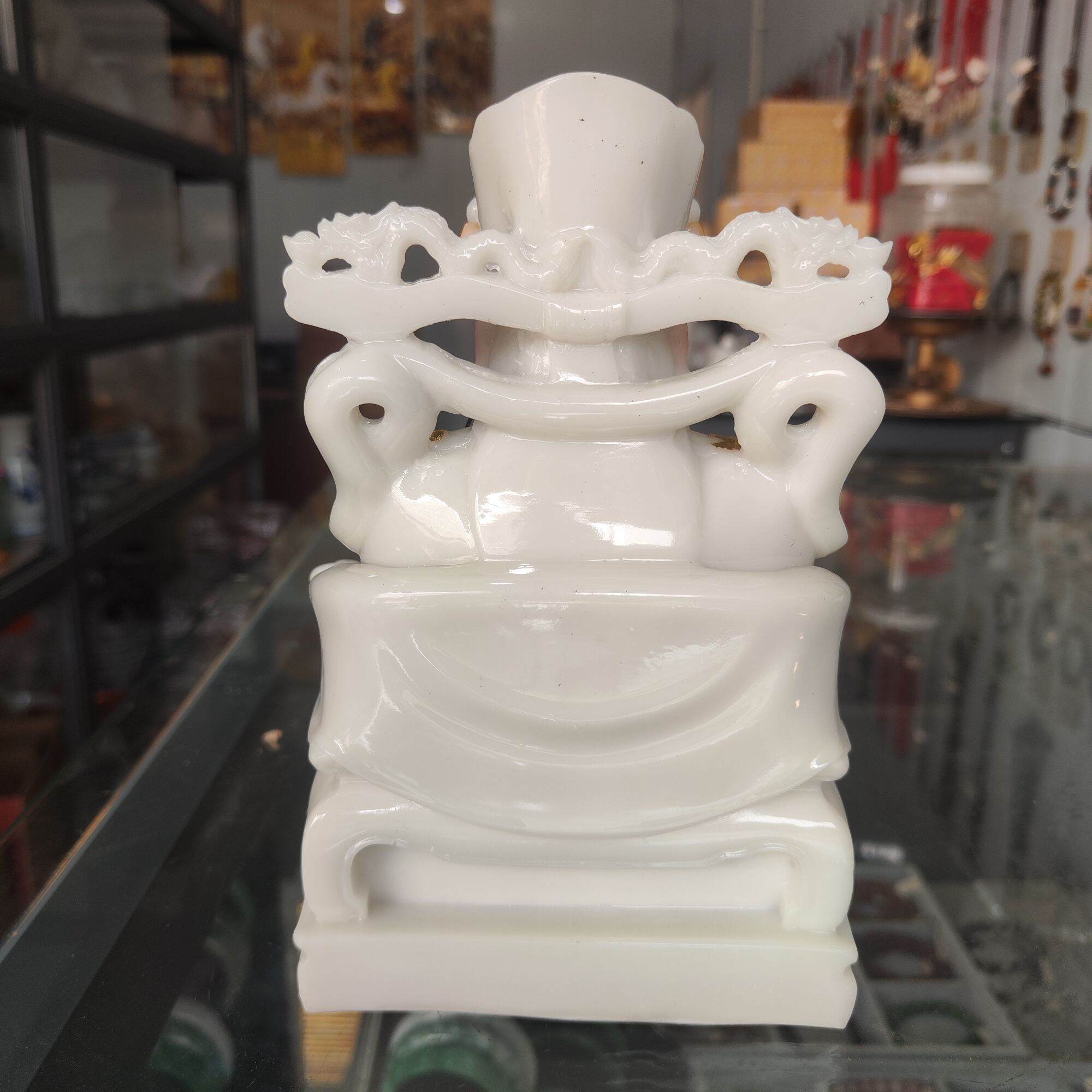 Tượng Thần Tiền Đá Đúc Màu Trắng Cao 20cm