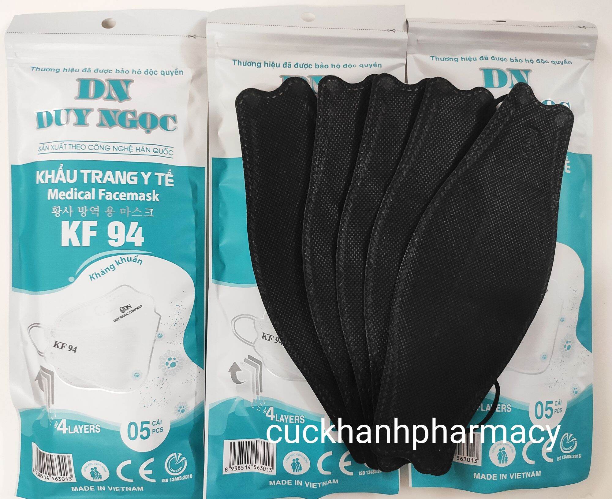 Khẩu trang tiêu chuẩn Hàn Quốc KF94 Duy Ngọc, kháng khuẩn, gói 5 chiếc