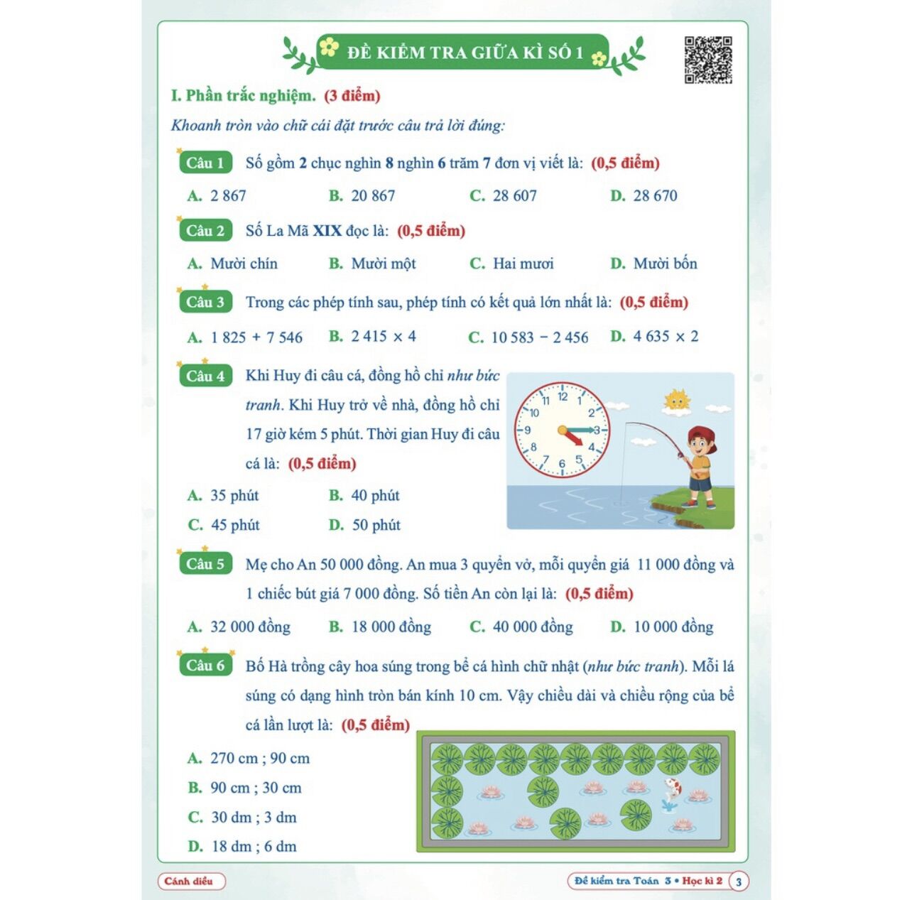 SÁCH - [ Lớp 3 - hk2 ] - Cánh diều - Đề kiểm tra toán 3 hk2