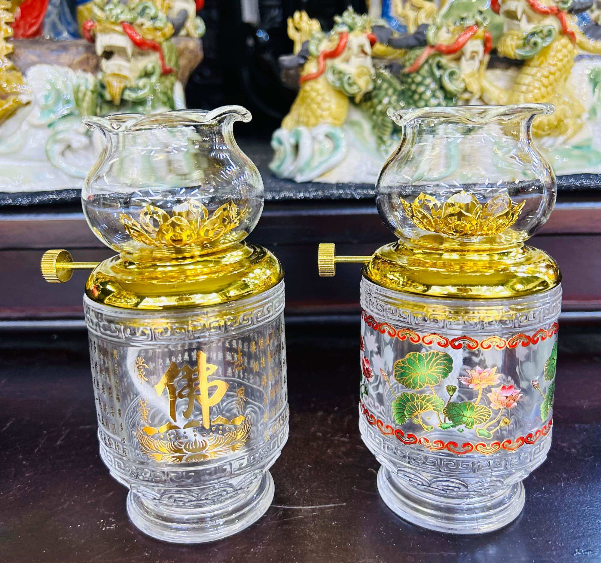 Đèn dầu cát tường - đèn dầu lưu ly - đèn thắp dầu