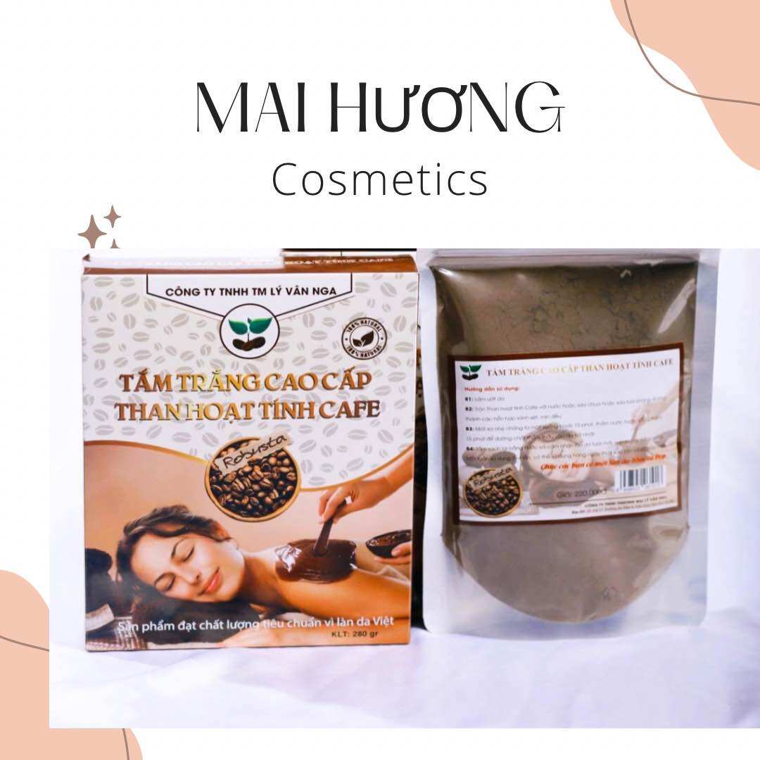 Bột tắm trắng than hoạt tính cafe 300g 100%