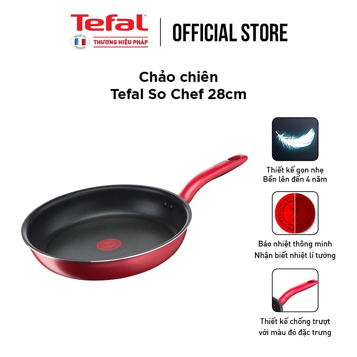 Chảo chiên chống dính đáy từ 21cm/ 24cm/ 28cm Tefal So Chef