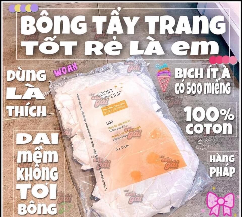 Bông tẩy trang tetra Pháp 600miếng