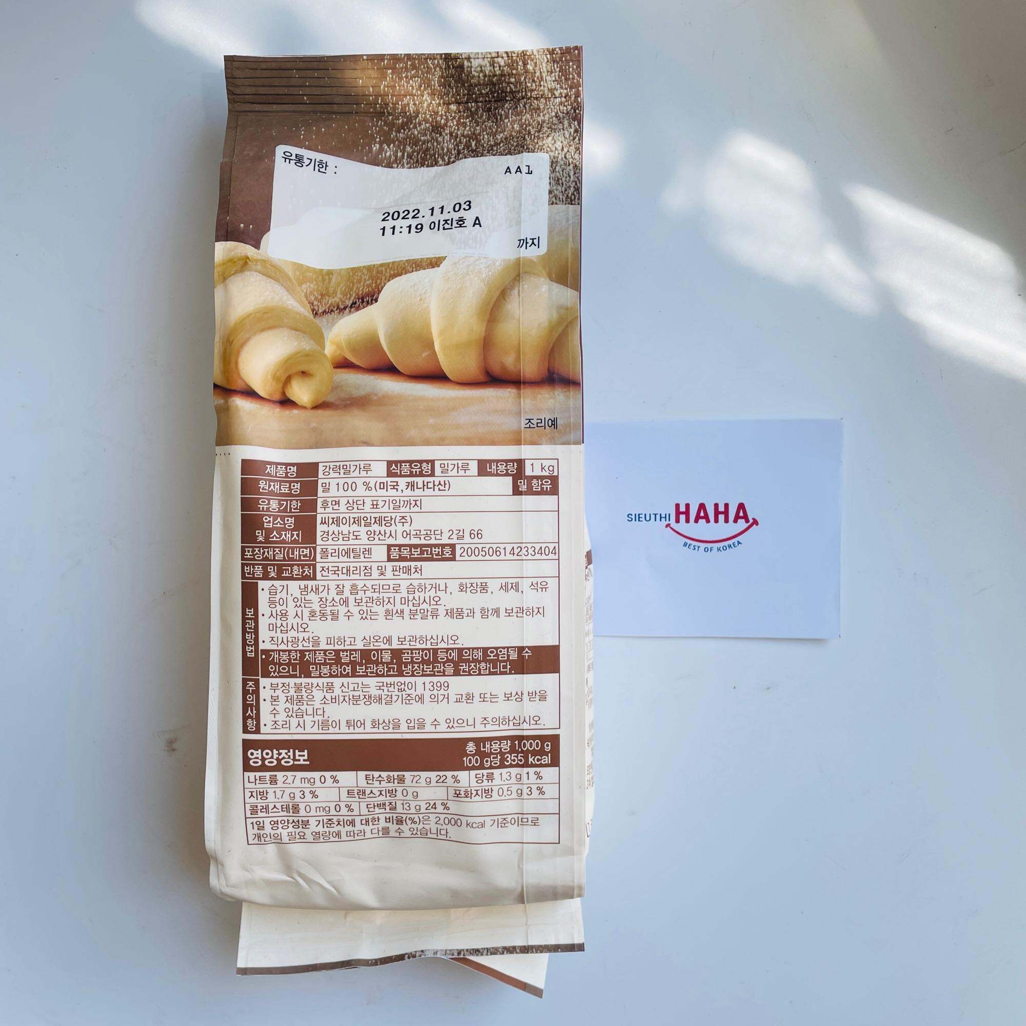 Bột mì số 13 hàn quốc - Bột làm bánh mì CJ BEKSUL STRONG FLOUR 1kg - 강력 밀가루 - Bread flour