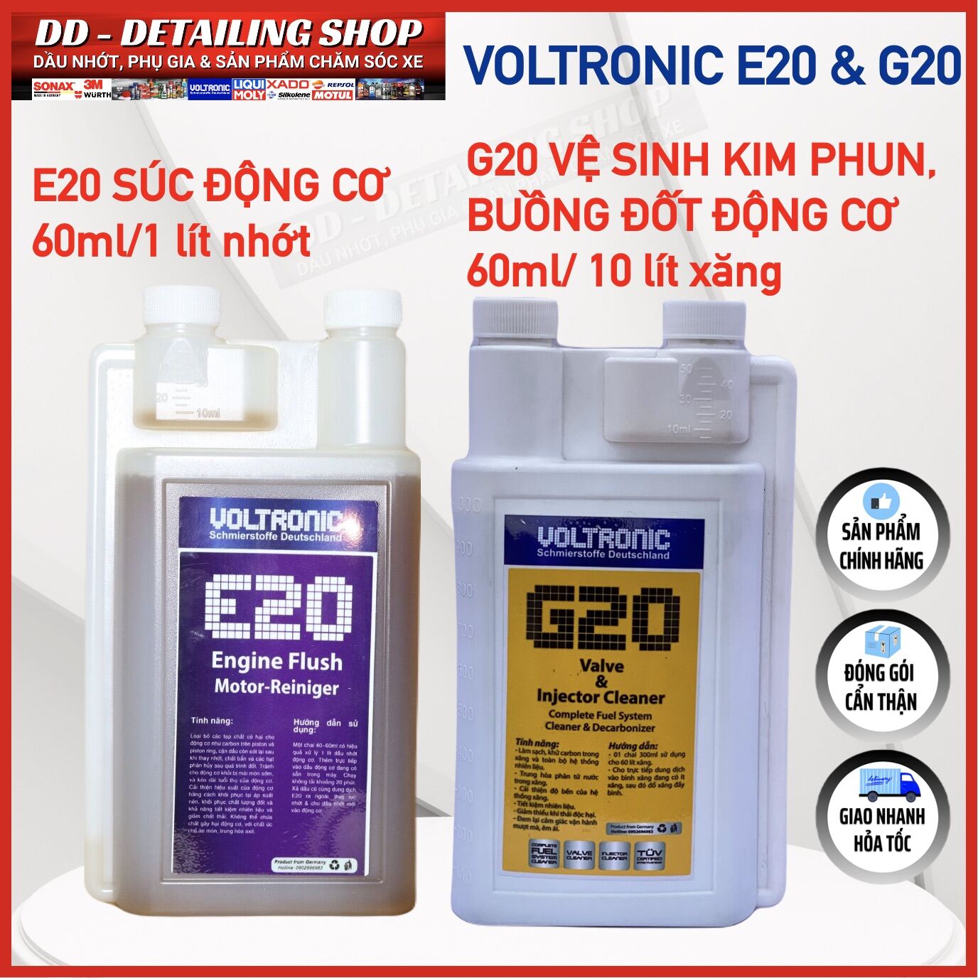 CHIẾT LẺ  Phụ gia VOLTRONIC E20 & G20  Voltronic E20 Engine Flush &