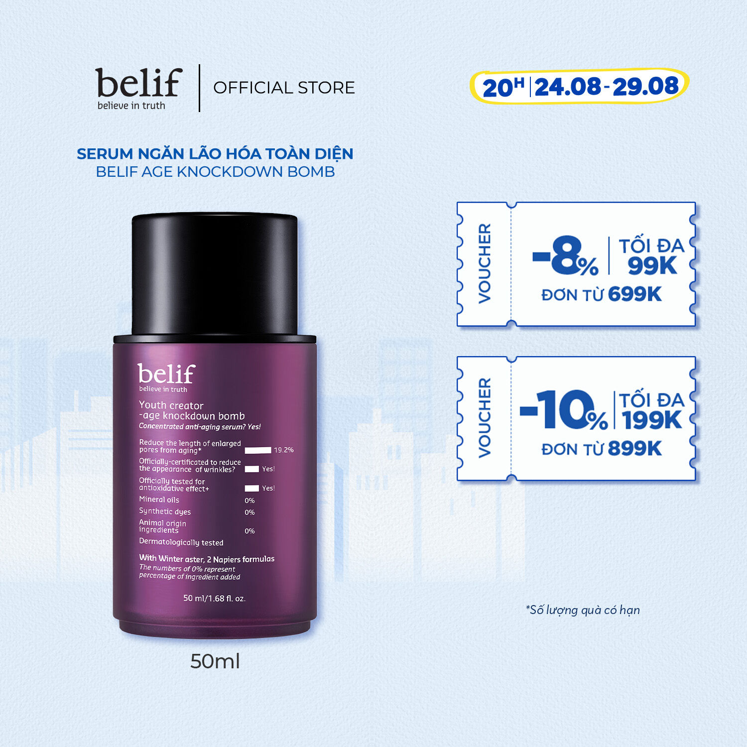 Serum chống nhăn ngăn lão hóa toàn diện Belif Age Knockdown Bomb 50ml