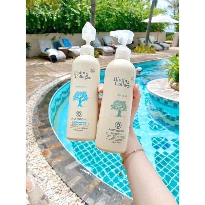 Cặp dầu gội xả Biotin collagen (Dung tích mỗi chai 1000 ml)