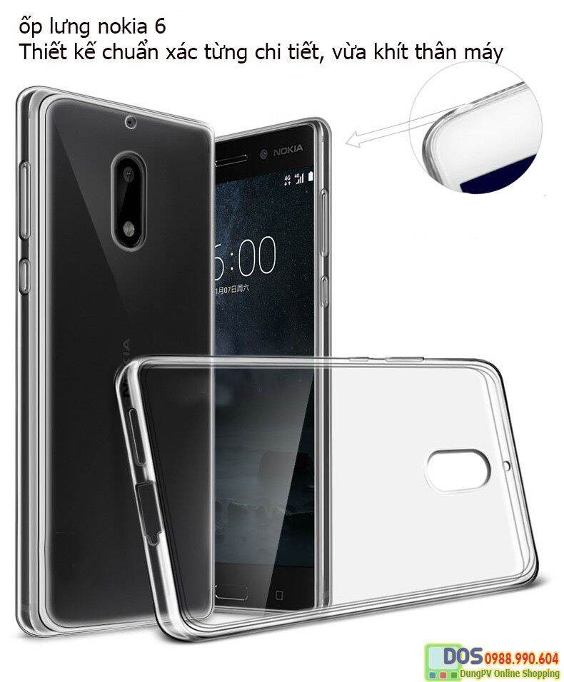 Ốp lưng silicon trong suốt cho nokia 6, ốp dẻo nokia 6