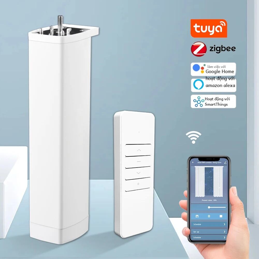 Tuya Thông Minh Wifi/zigbee Điện Màn Chụp Động Cơ Với Rf Từ Xa Ứng Dụng Điều Khiển Giọng Nói Tương Thích Với Alexa Google Trợ Lý Smartthings