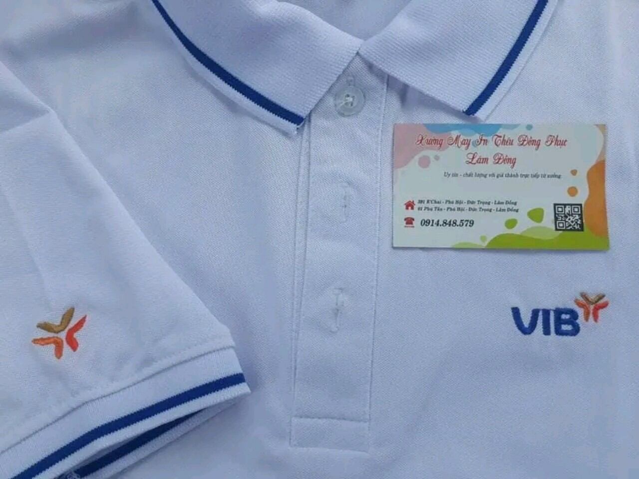 Áo thun ngân hàng VIB logo thêu