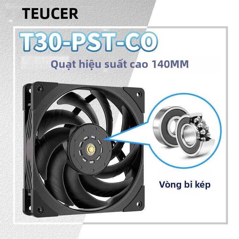 Quạt Tản Nhiệt Case Máy Tính Teucer T30 CO PST 14CM 12V 4Pin PWM, Bi Kép, 400-2000 Vòng/phút, 9 Cánh, Dành Cho Máy Tính Chơi Game, Tản Nhiệt Máy Tính Giá 488,000 Đồng*Miễn phí vận chuyển