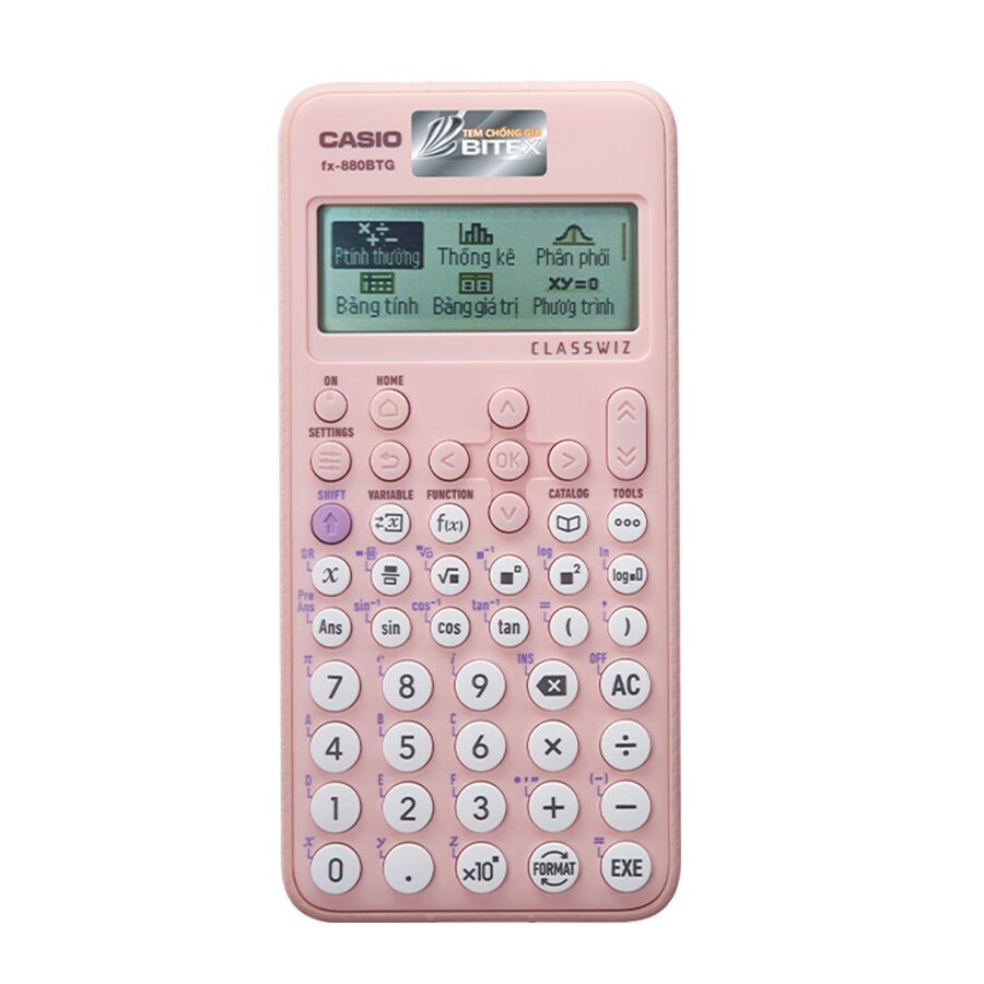 Mua máy tính casio fx 880btg màu hồng tặng 2 cây bút pilot của nhật bản