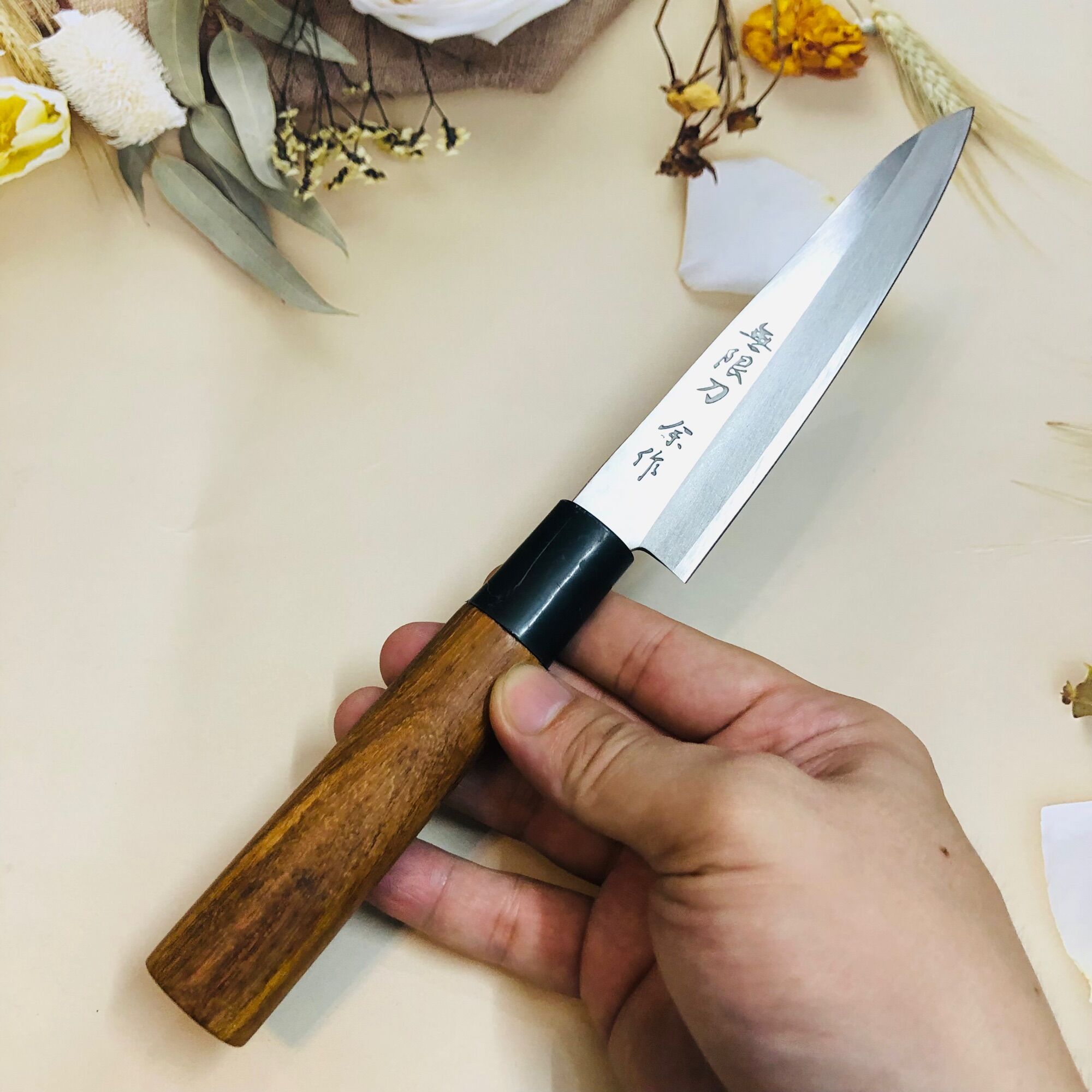 Dao gọt trái cây Nhật bãi dài 25cm, dày 2.5li, cán gỗ, sắc bén