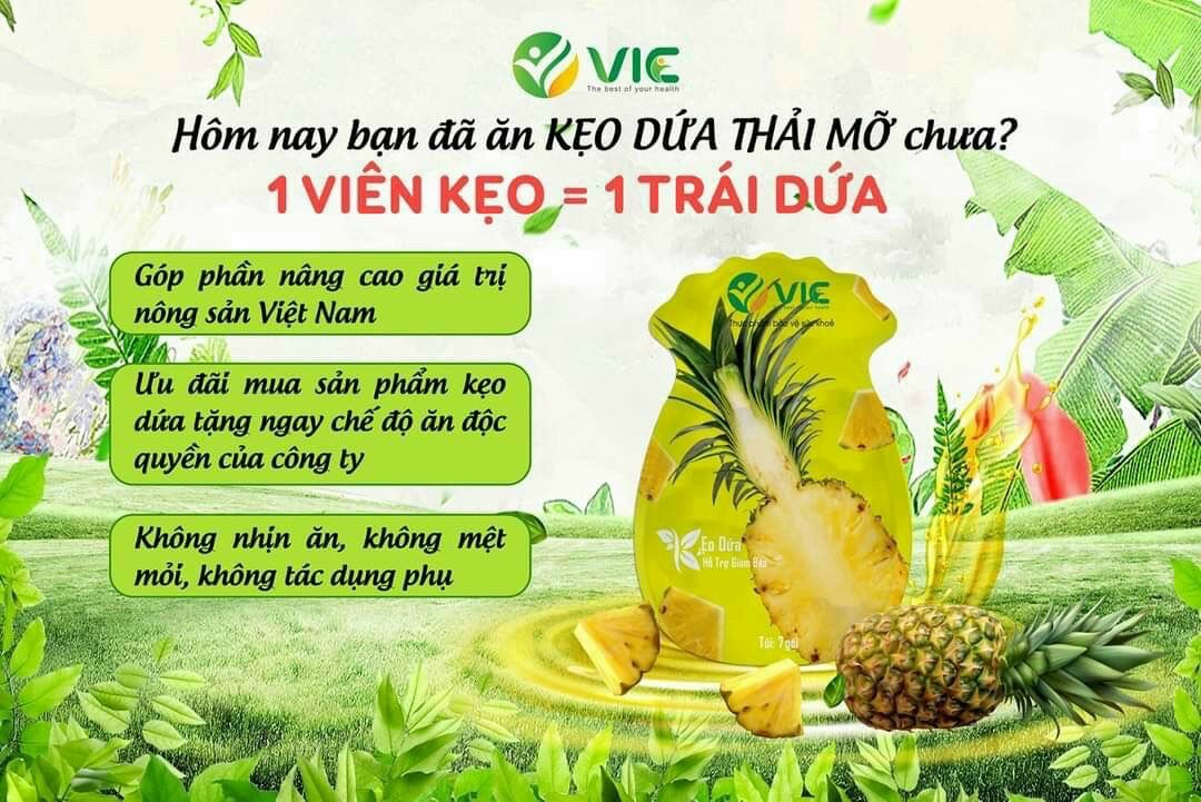 Kẹo dứa VIC giảm cân chính hãng- túi 7 viên