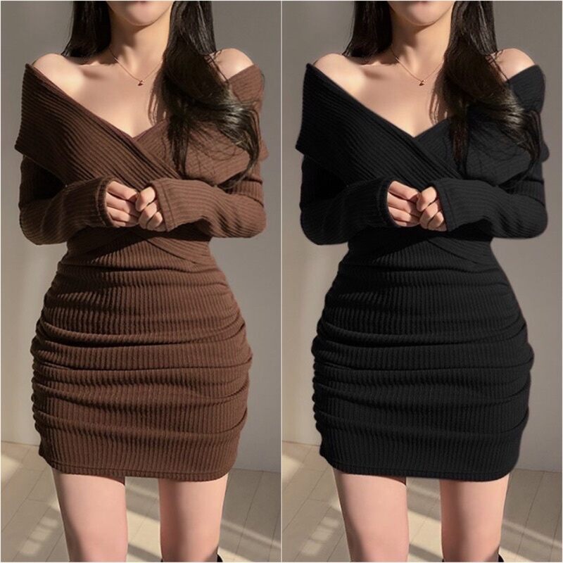 Đầm gân bẹt vai ôm body đỏ xinh tết du1🎇🎇🎉🎆🎆