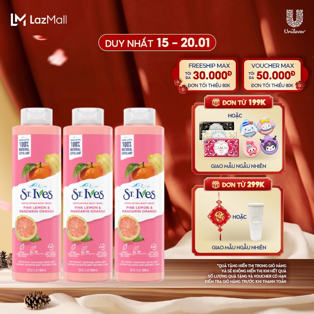 Combo 3 chai sữa tắm St.Ives Cam chanh 650ml