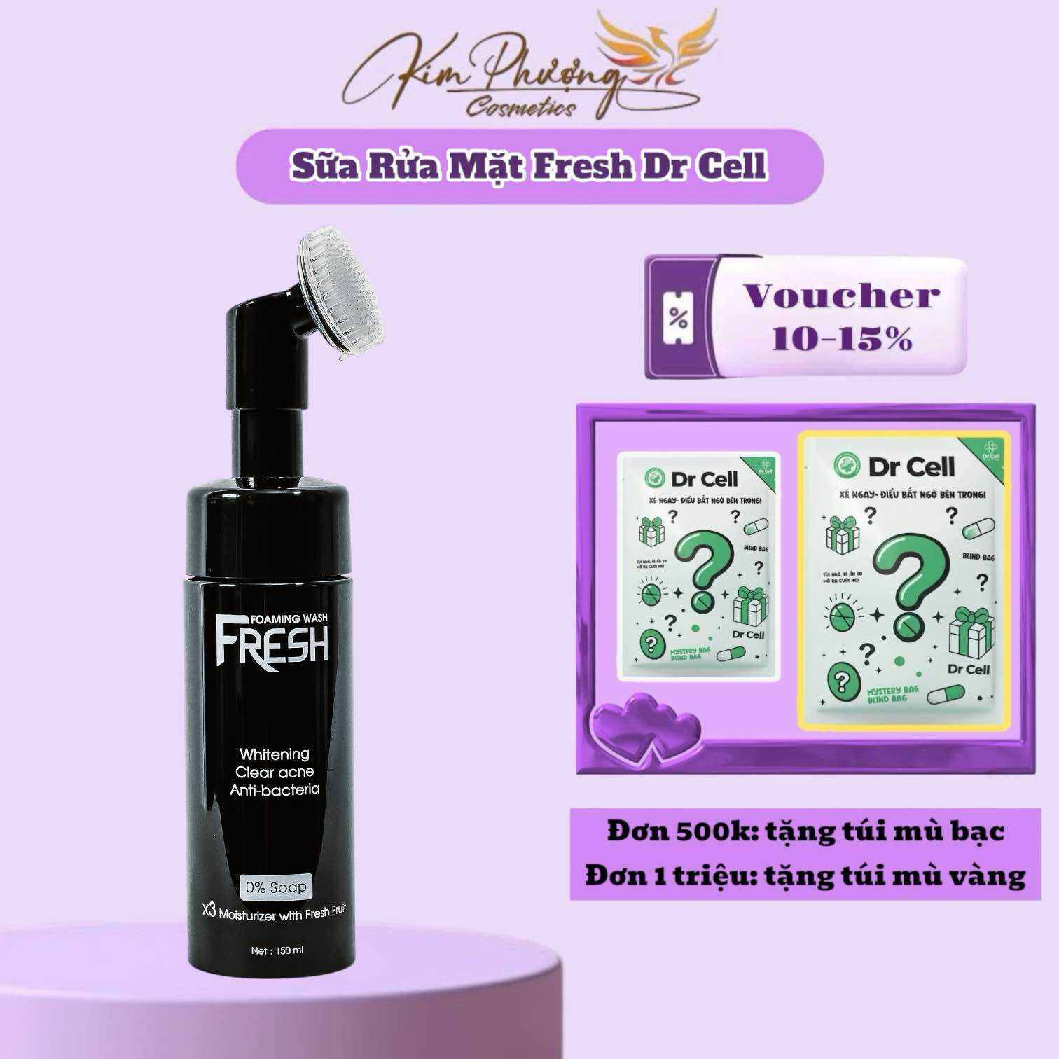 Sữa Rửa Mặt Fresh Dr Cell 150ml làm sạch da ngăn ngừa mụn sáng mịn da