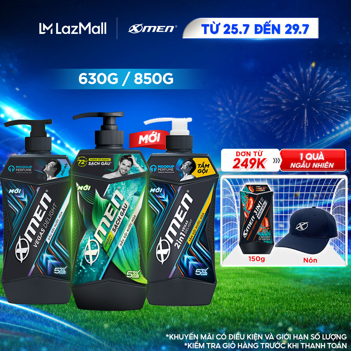 [MỚI] Tắm Gội 2in1 Xmen Amazon Hunt/Vegas Delight 630g/850g - Công nghệ mùi hương giúp tinh thần phấn chấn