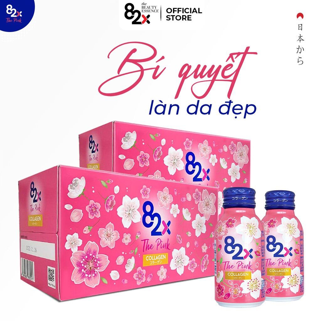 Hộp Nước Uống Đẹp Da 82x The Pink Collagen Nhật Bản 100ml