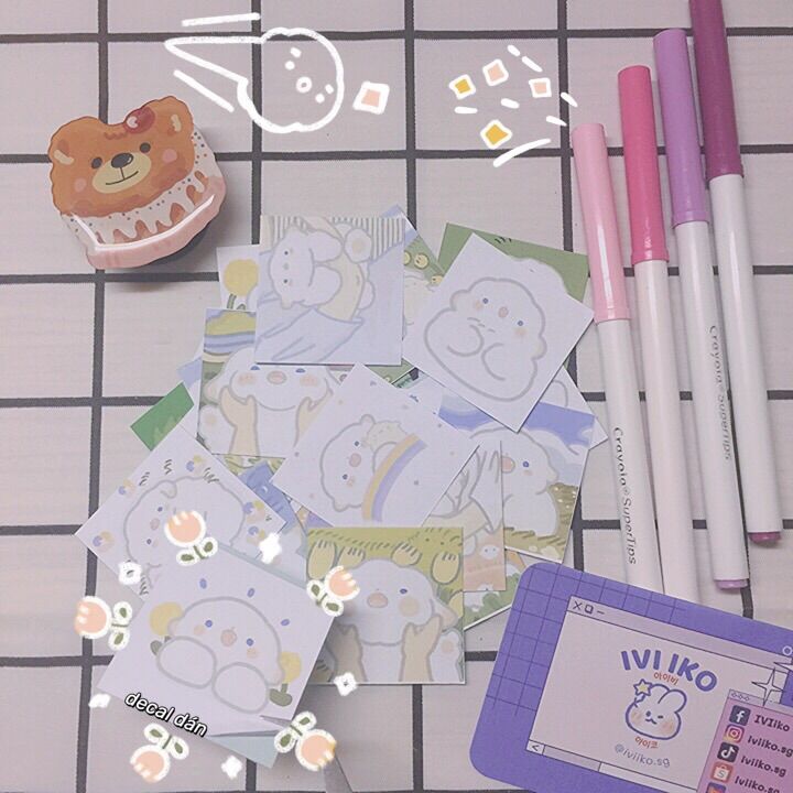 Set 24 sticker Cừu Trắng đáng yêu (5x5cm) | IVI IKO
