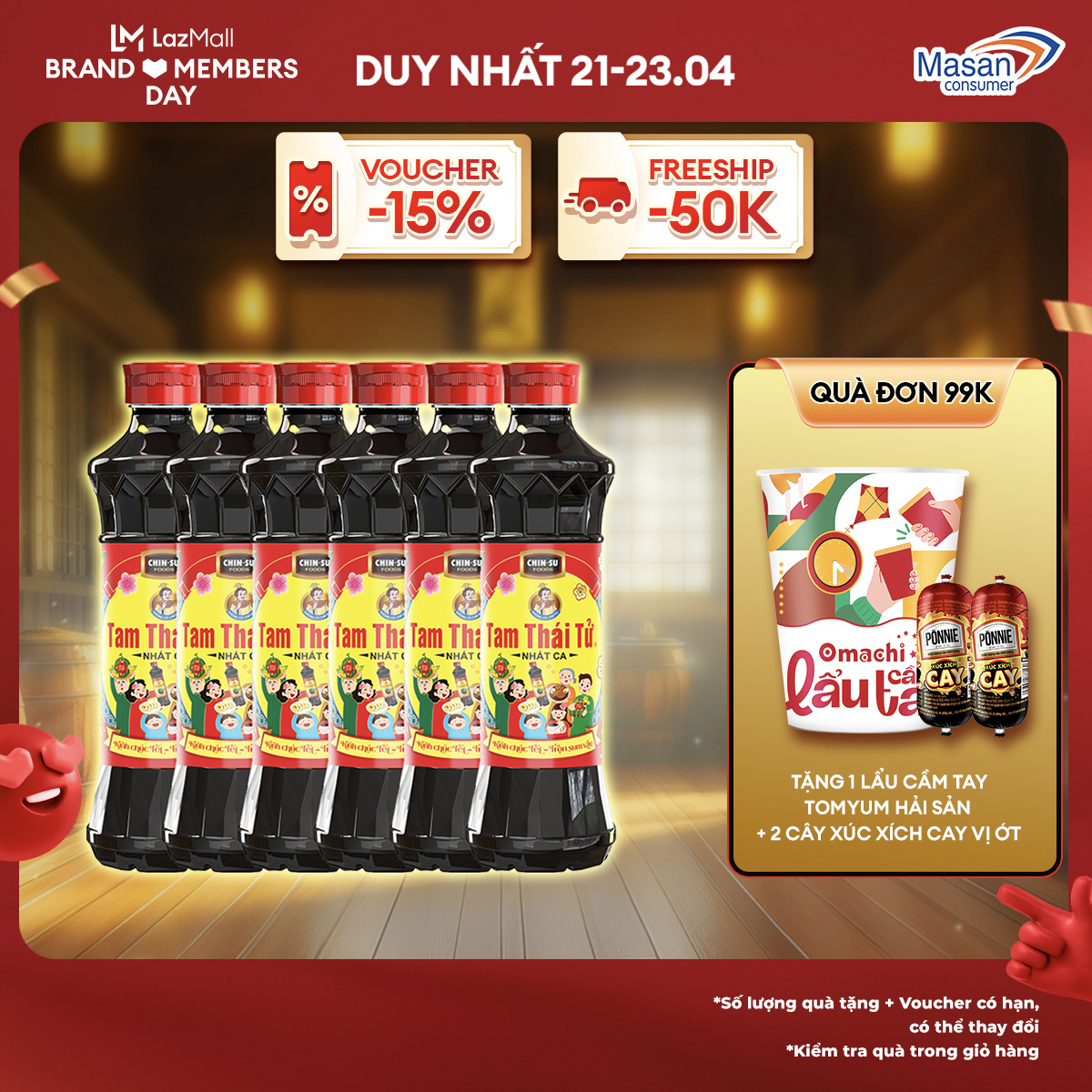 [15-17.4 Voucher 18% CHO ĐƠN TỪ 199k]Combo 6 Nước Tương Tam Thái Tử Nhất Ca 500ml