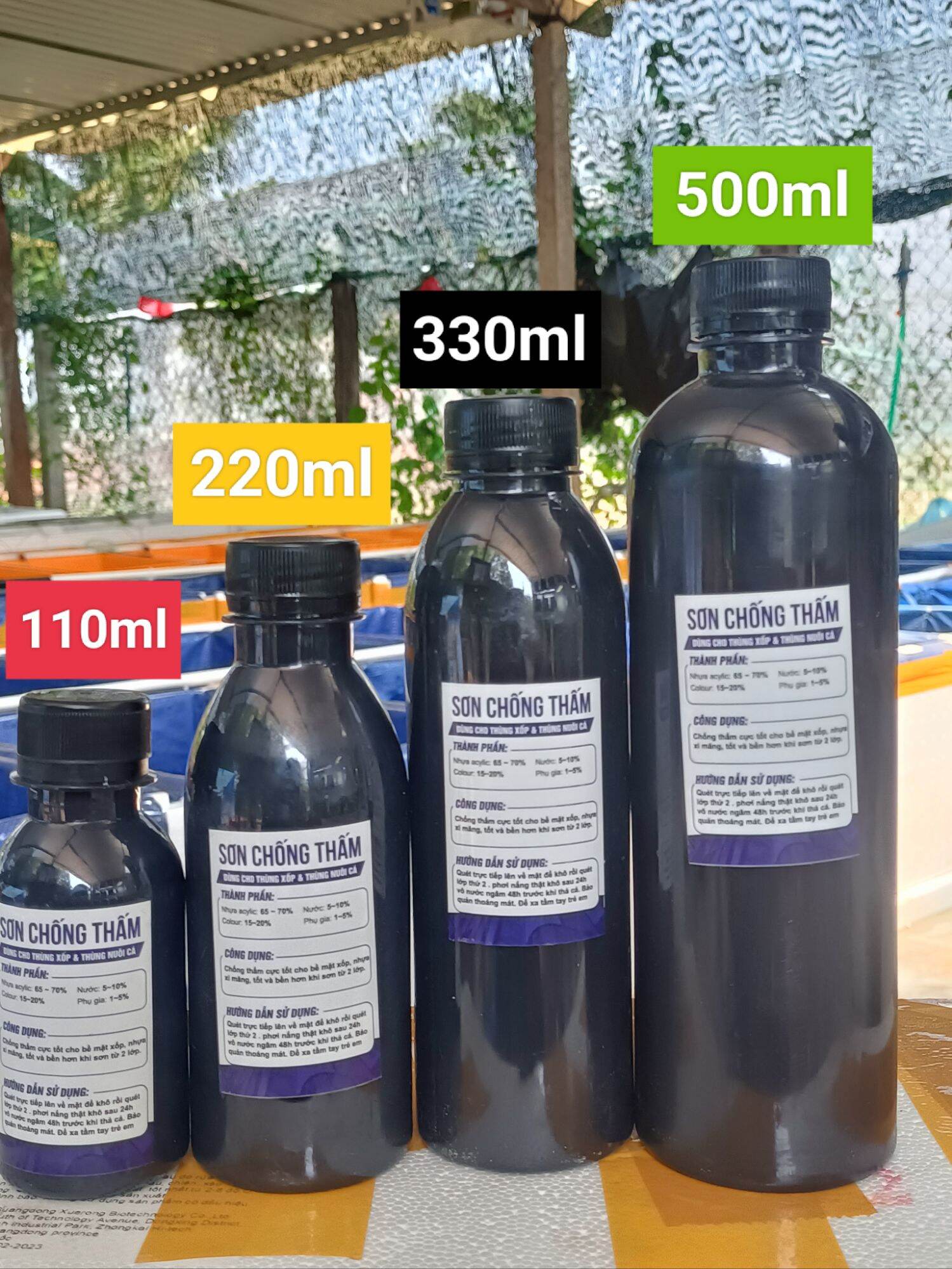 Sơn chống thấm thùng xốp nuôi cá màu đen