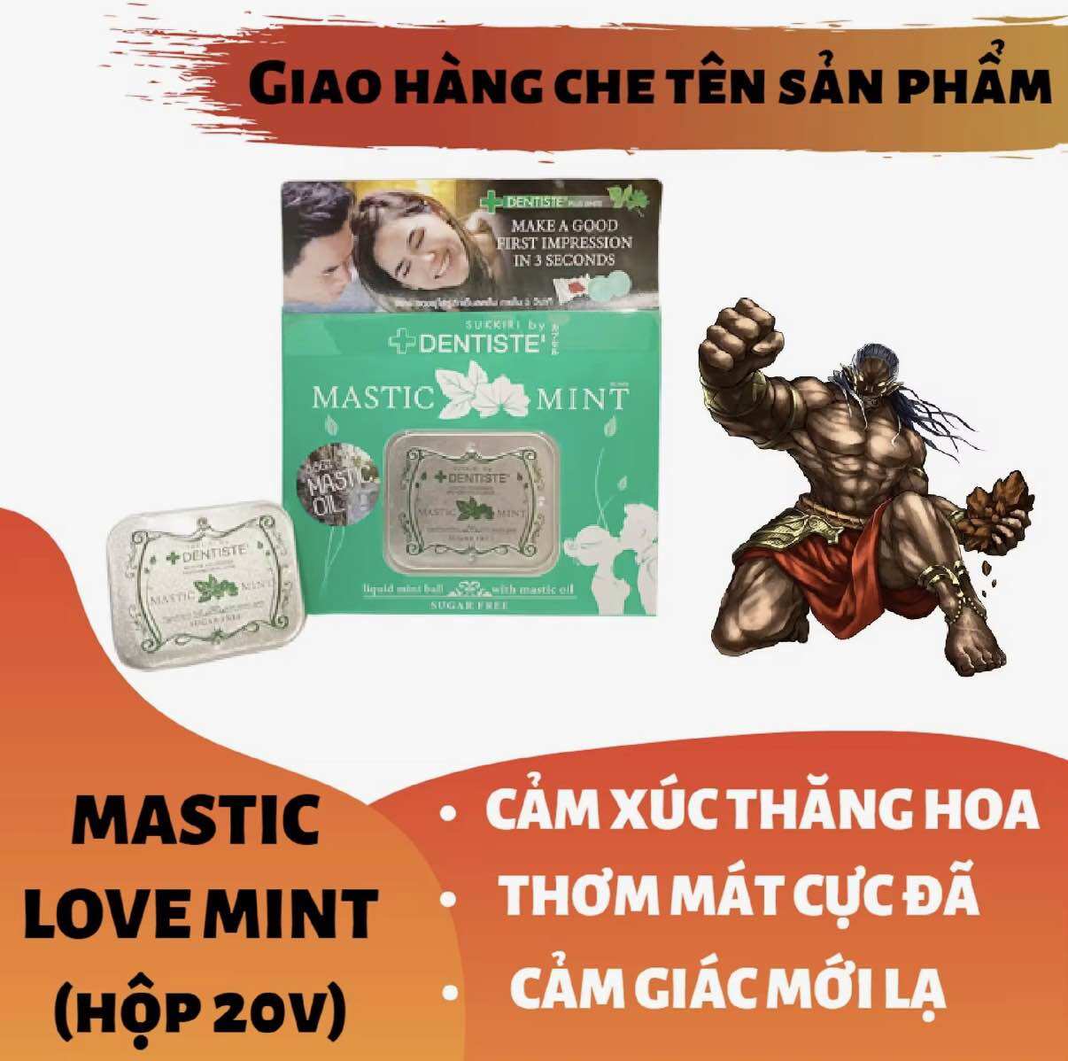Kẹo phòng the DENTISTE MASTIC <b>LOVE</b> MINT Thái Lan cao cấp hương bạc hà tăng khoái cảm cho các cặp đôi (hộp 20 viên) - hàng chính hãng ( kẹo ngậm tình yêu <b>love</b>mint l.ove bj thái lan the mát )