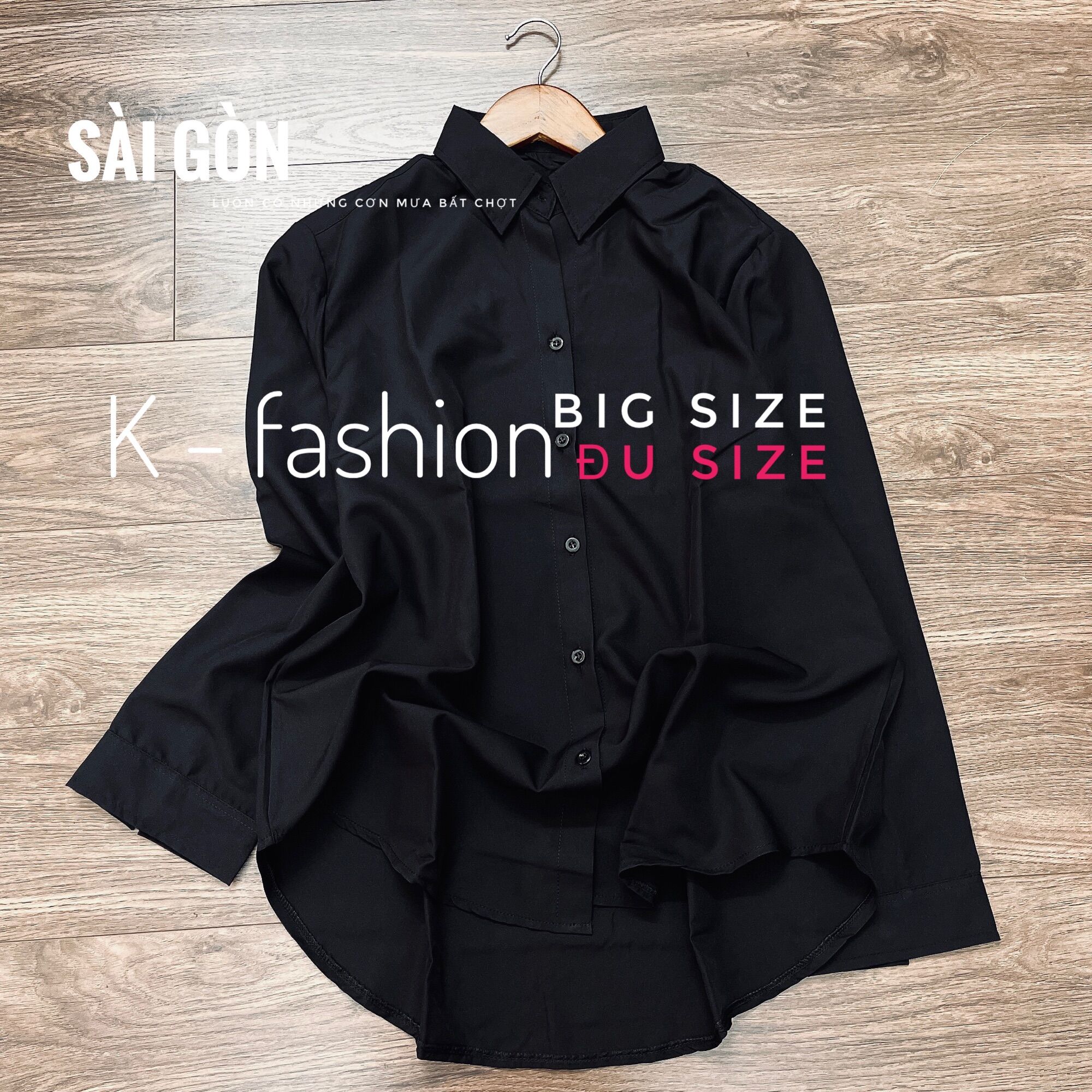 BIG SIZE - ĐỦ SIZE - ÁO SƠ MI ĐEN - vải mát form rộng