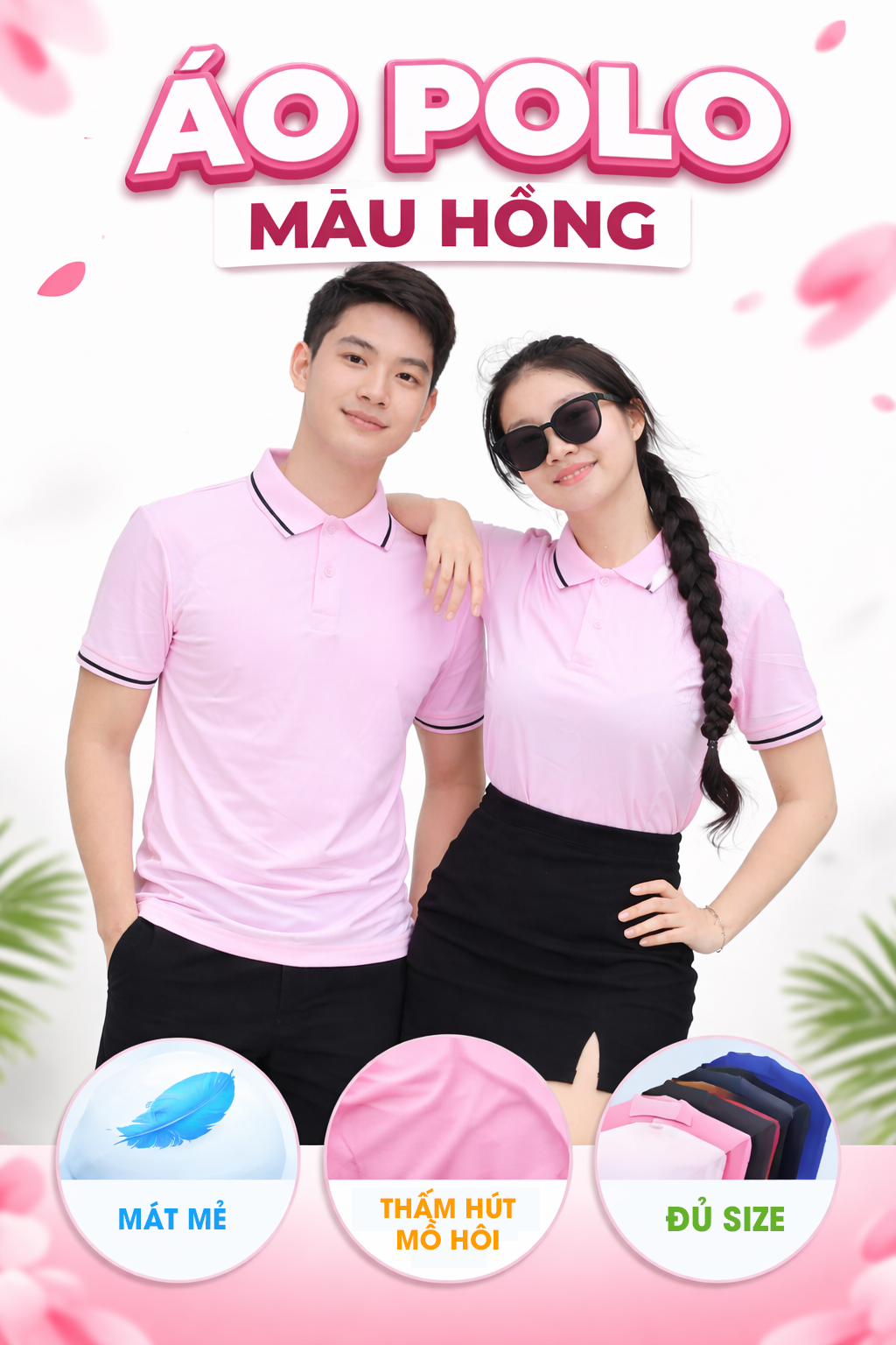 Áo Thun Polo Có Cổ Cá Sấu Mè Màu Hồng Phấn Thời Trang 24h Vải Nhẹ Mát Form Xuông Nam Nữ