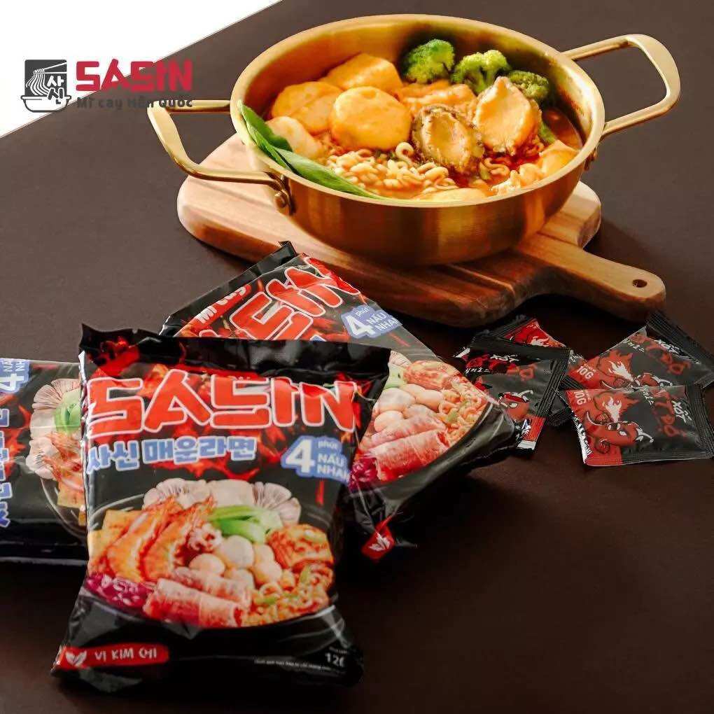 Combo 10 gói mì saisin kim châm tặng 10 gói ớt độ