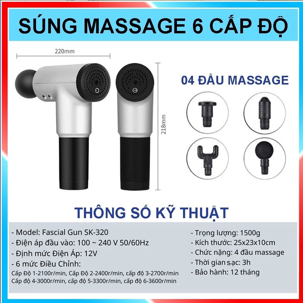máy massage gun 4 đầu
